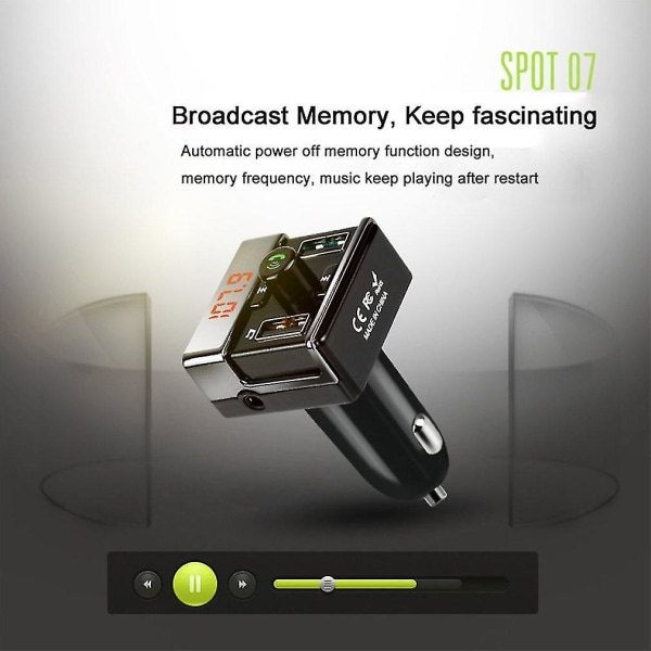 A7 Sikkerhedsbils Digital Display Bluetooth MP3 Afspiller