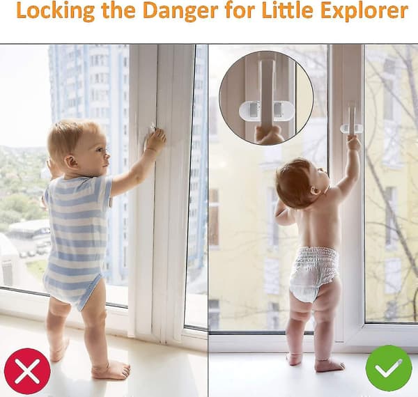 Dörrnivå Lås [uppgraderat], 2-pack Barnsäkerhetsdörrlås med 3m Lim