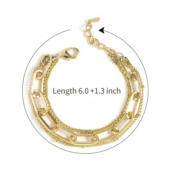 Smyckesset med guldkedja för kvinnor, 14k förgylld, delikat kedjeklipps-armband