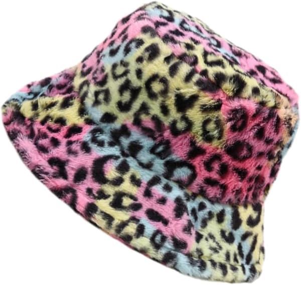 Varm hat til efterår vinter leopard fiskerhat plys spandkasket fuzzy leopard behagelig