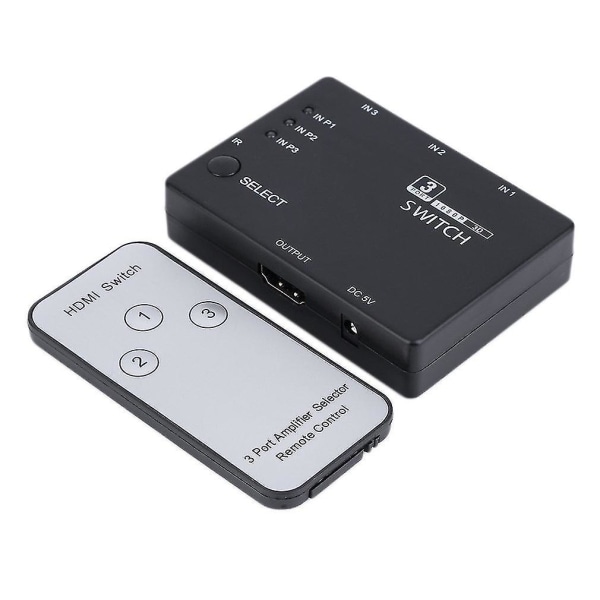 3-ports 1080p HDMI-switcher/splitter med IR-fjernbetjening HDTV PS3