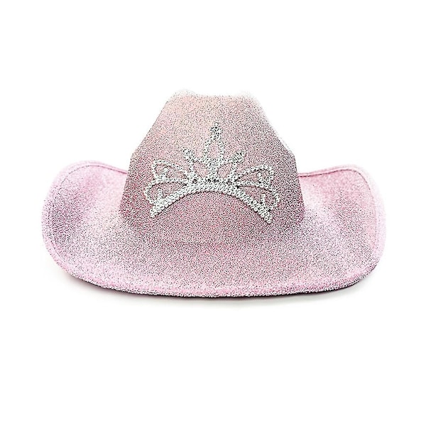 Voksen Bryllupsfest Cowgirl Hat Cowboy Hat Med Rullet Kant Western Jazz Hat Pink