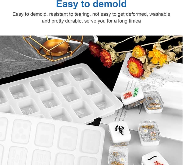2 stk. silikone Mahjong-form til DIY krystal epoxy-håndværk, højglans legetøjsforme
