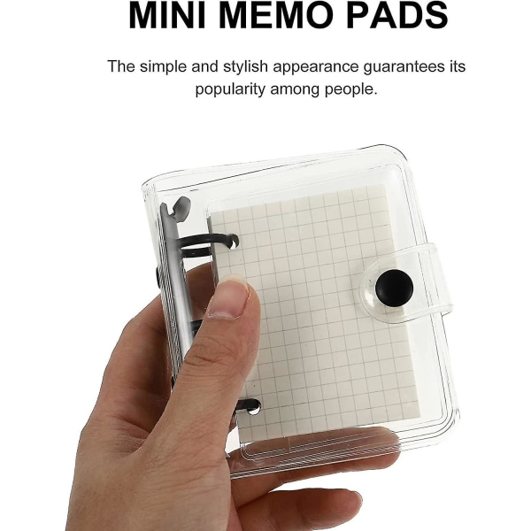 1 Sett Mini Memo Blokk Notatbok Håndbok Med Rutenett Innvendige Papirer Transparent Deksel