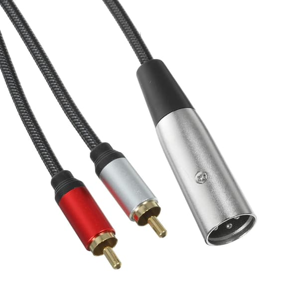 Mikrofon lydadapterkabel 2 RCA til XLR-stik Sort fortinnet kobbertråd Iltfrit kobber