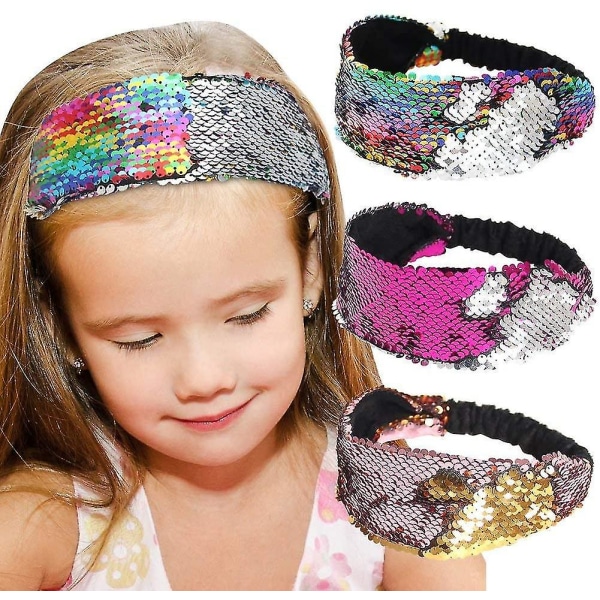 Sequin Headbands Mermaid Reversible Elastic Stretch