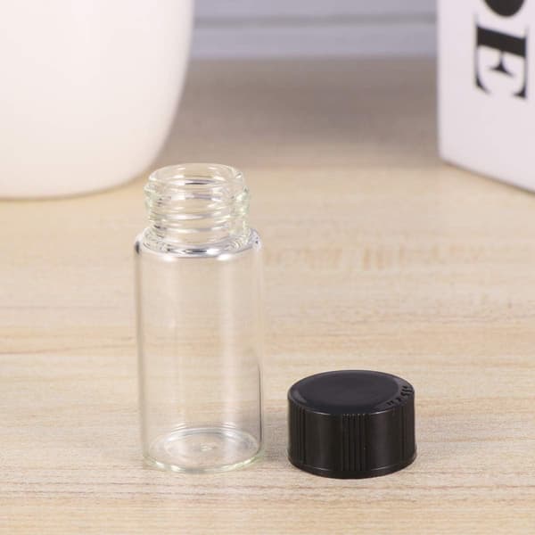 Högtransparens 5 ml glasflaskor med gängad kork, 20-pack förvaringsflaskor för labb