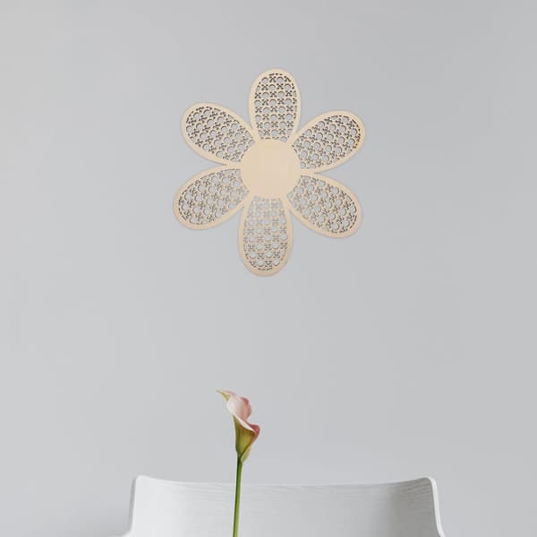 Trævægkunstpanel Vægblomstindretning Khaki Blomsterform Rustik Moderne Stil Træmateriale