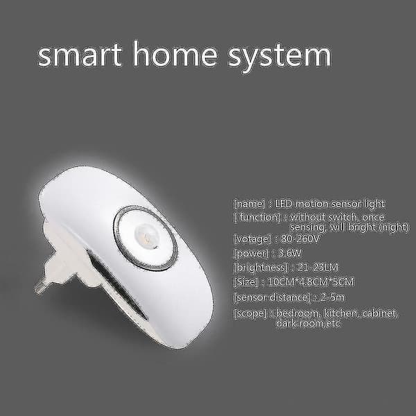 Eksplosive Lys LED Menneskekroppssensor Smart Nattlys (1 stk - hvit)