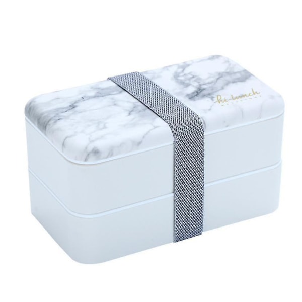 Marble Pattern Japanese Double Layer Lunch Box Bento