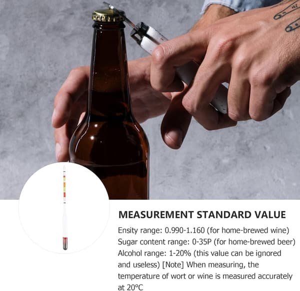 Tre-intervalls hydrometer för vinbryggning, öl, lönnsirapsmätning, lättanvänt glas