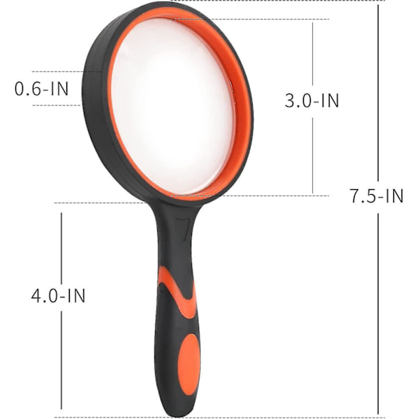 2 kpl 75 mm 10x Liukumaton kumikahvainen suurennuslasi