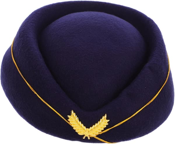 Flyvertinnehatt Tilbehør Beret for Flyvertinneuniform Cosplay Kvinner Vinterfestlue Elastisk Bånd Mørkeblå