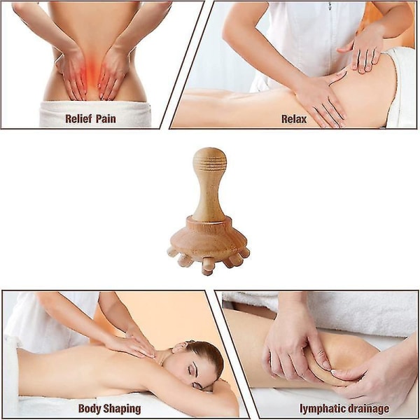 Wood Mushroom Shape Massage Tool Anti Cellulite Fascia Massage för helkroppsmuskler