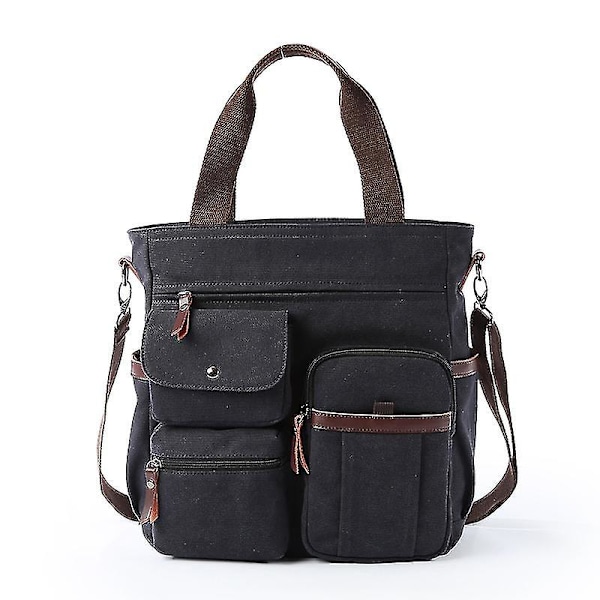 Mænd Messenger Taske Casual Business Skuldertaske Passer til 14 tommer Laptop, sort