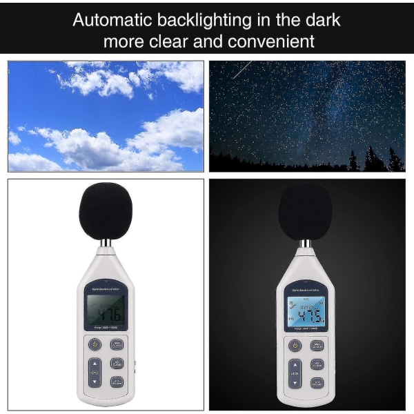 Digital Lydniveau Måler 30~130 Db Håndholdt Decibel Støj Måling Tester Decibel Data Logger Med Tid Usb Data Analyse Db Monitor Til Industri