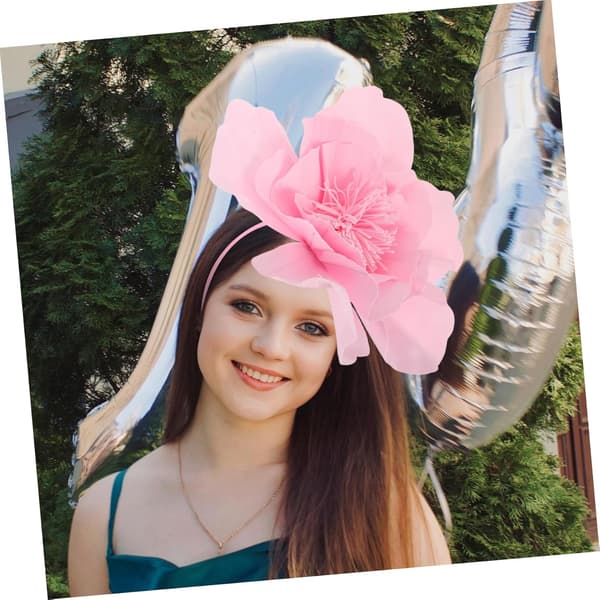 Stor Blomsterfascinatorhatt för Bröllop Teaparty Kvinnors Dekorativa Hatt Vacker Blomdesign