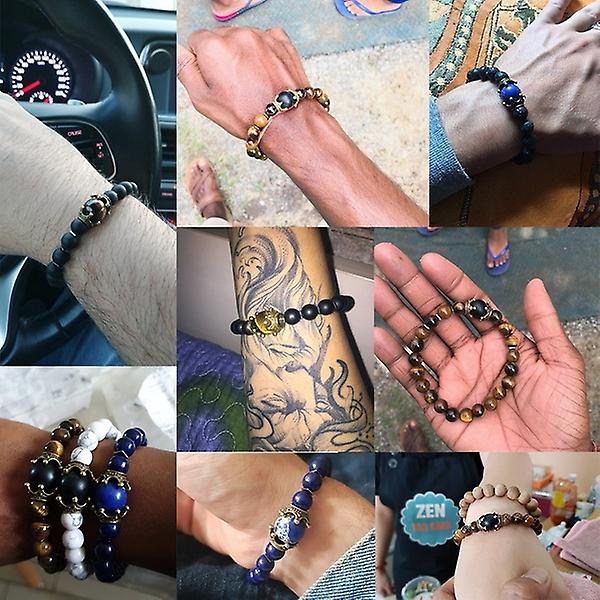 Naturlige Tigerøje Perle Armbånd Håndlavet Tibetansk Buddhistisk Justerbar Stræk Style 4