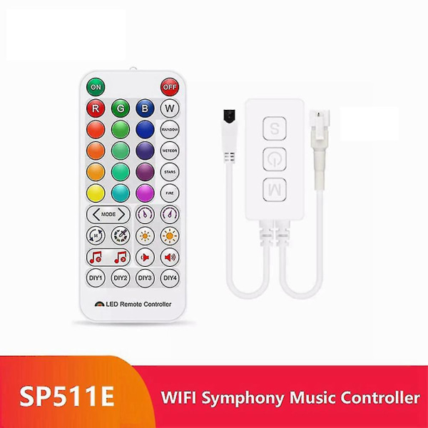 Sp511e Wifi Musik LED-styrenhet för WS2812 WS2811 Adressbara Pixel RGB Enhuvudutgång Röst A