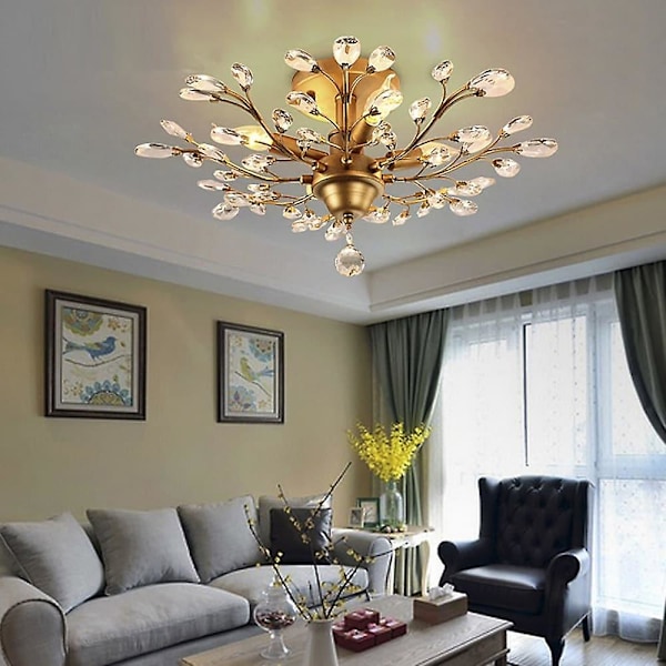 5-armet 78cm Krystal Mini Stil Led Flush Mount Metal Antik