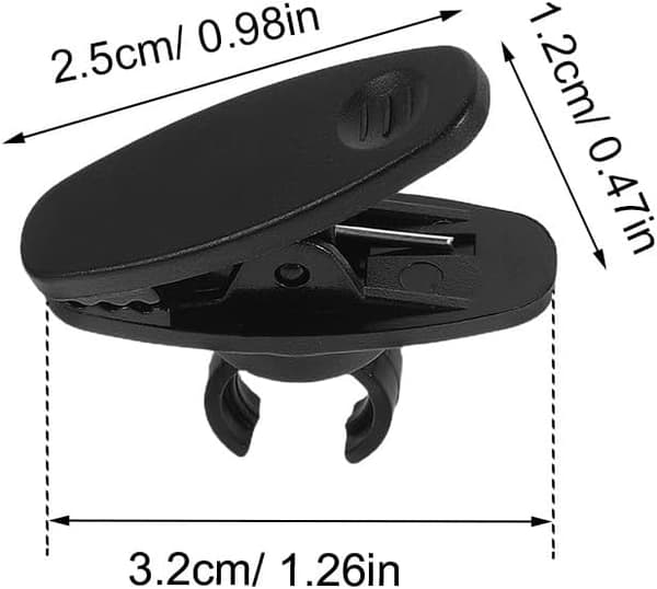 10 stk. svart mikrofonklipsholder for skjortekrage, solid plastmateriale