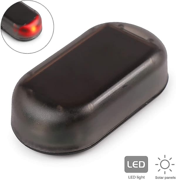 Solcellsbilalarm LED-lampa, Simulerar Imitationssäkerhetssystem Varning Stöld Blinkande Lampa