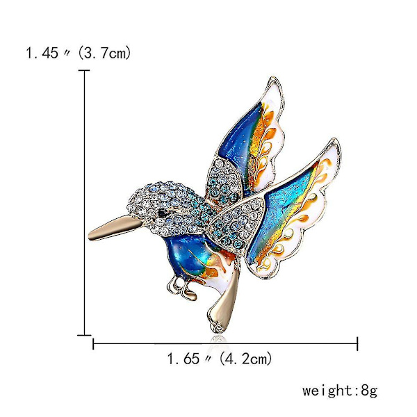 Färgglad Kristall Zirkon Kolibri Djur Brosch, Fashion Färgad Fågel Brosch Nål För Kvinna Blå