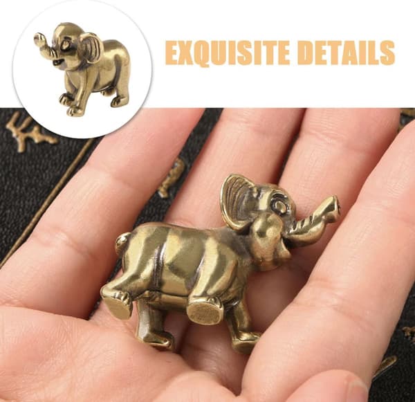 Messing Elefantpynt Miniature Abstrakt Elefantfigur med Glatte Kanter og Behagelig