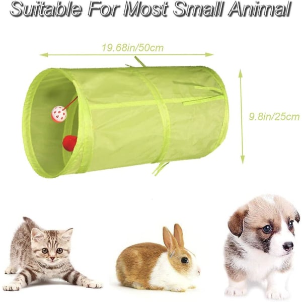 Interaktiv foldbar letvægts 5 tunnel Crinkle Maze med Bobble og klokke til kat, lille kanin