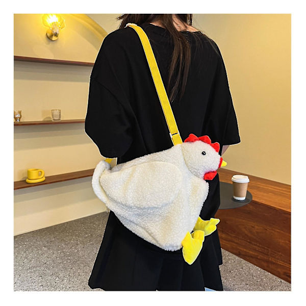 Söt Kyckling Plysch Handväska Axelväska Söt Cartoon Kyckling Plysch Crossbody Väska-yuhao Apricot