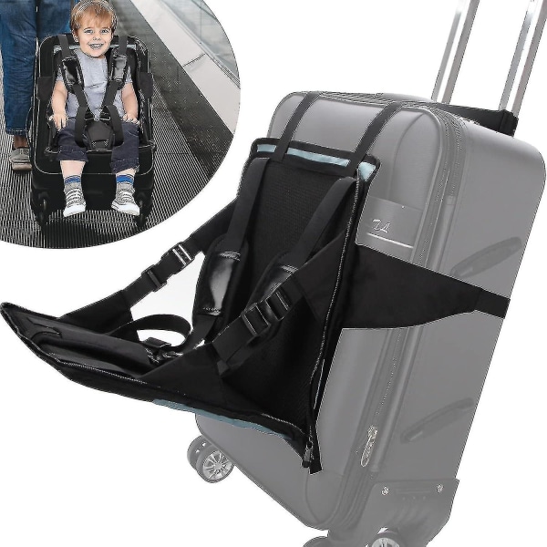 Baby resesäte för bagage, åkbar resväska för barn, stabil hopfällbar resväska sits med säkerhetsbälte för baby komfort resor
