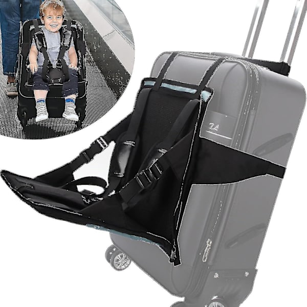 Resesäte för barn att fästa på bagage, barnvagn för resväska, bärbar hopfällbar resesäte med säkerhetsbälte för bekväm resa för barn