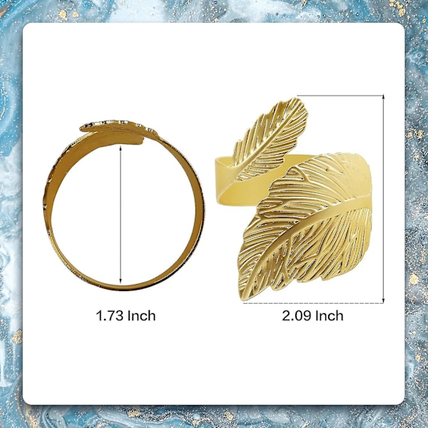 Bladformade Servettringar för Helgdagar, Fester, Bröllop, Familj, Avslappnade och Formella Tillfällen, Dekoration (12 Set), (Guld)