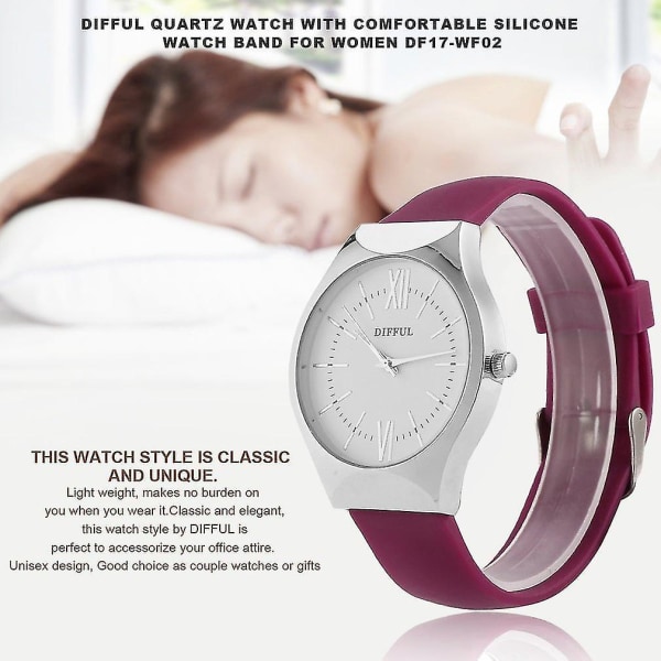 Diffful Quartz Watch Komfortabel silikonbånd kvinner