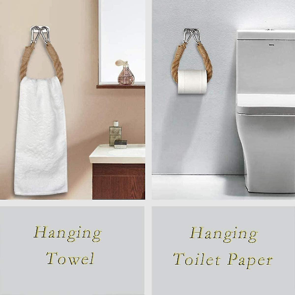 Merellinen köysi-wc-paperiteline Retro seinäkiinnitettävä pyyhekuivain Ocean Beach -koti sisustus (2 kpl)