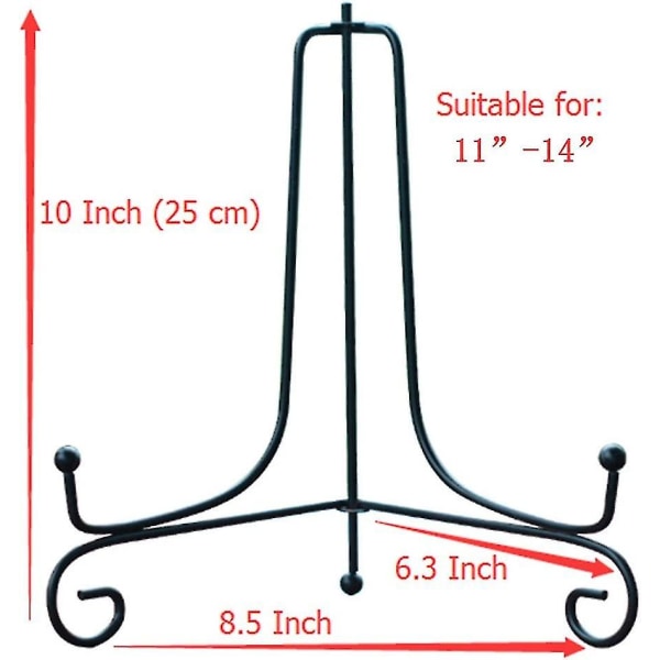 2-packs järndisplaystativ, svart järnstativ för bildskärmsställ för fotohållare, bildskärmar tavelramar, dekorativa tallrikar, surfplattor och konst 4 tum 10 inch