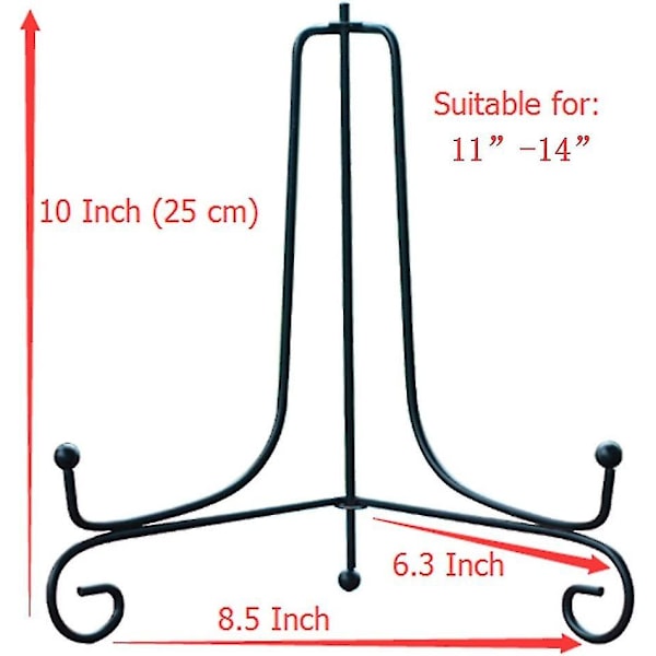2 Pak Iron Display Stativ, Sort Jern Staffeli Plade Display Fotoholder Stativ, Viser Billedrammer, Dekorative Tallerkener, Tablets Og Kunst 4 Tommer 10 inch