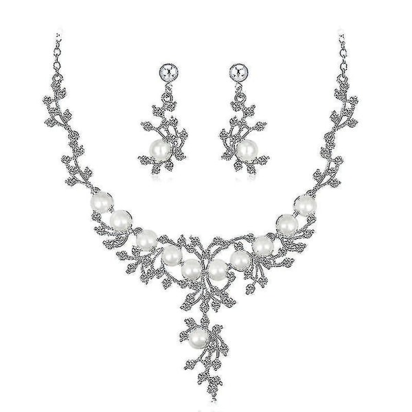 1 sett halskjede øredobber blomster bryllup gaver brud smykker kvinner imitasjon perle