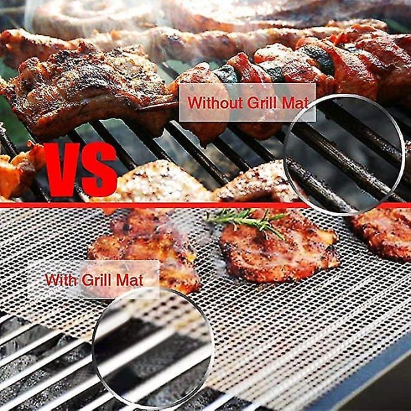 3-pack Grillmatta för BBQ, Icke-klibbig, Nätmatta, Återanvändbar, Lätt att Rengöra