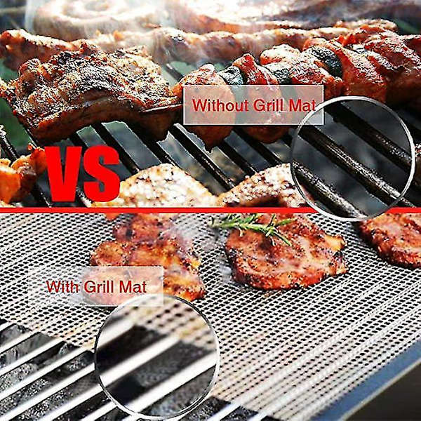 3 stk Grillmatter for BBQ, Ikke-klebende Mesh-matter, Gjenbrukbare, Enkle å Rengjøre
