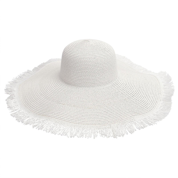 Unisex Sommarstrand Halmvävd Hatt Jazz Andningsbar Hatt Stor Brätte Keps White