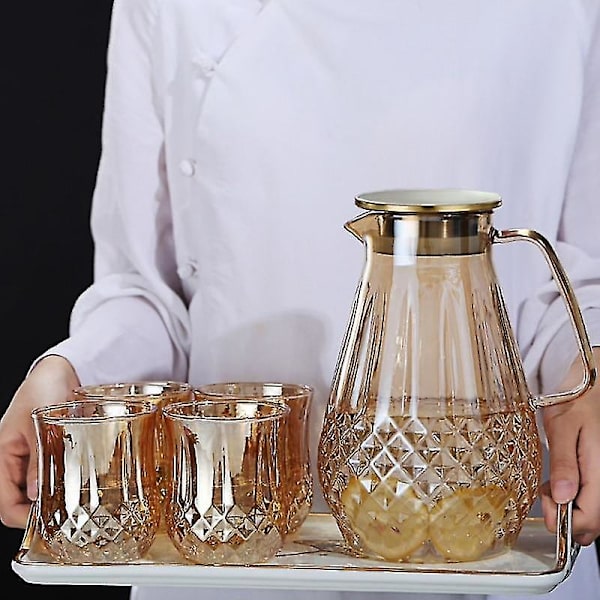Stor Varmebestandig Glas Tekande Champagne Farve Kedel