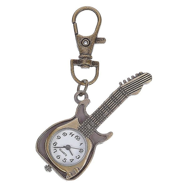 Personality Retro Quartz Watch Guitar Shape Lommeur Nøglering Hanging Watch