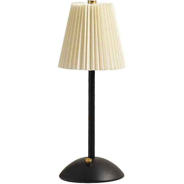Berøringsfølsomme Bordlamper Plisserte Dimmbare Sengelamper USB Ladbar Bordlampe Rosa Metall Sidelampe For Stue Lounge Soverom Black