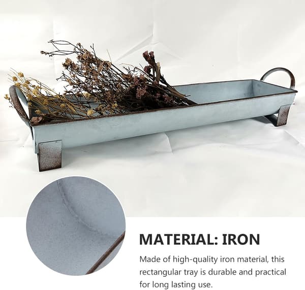 Multifunktionel bakke til opbevaring af diverse ting, rektangulær jern med håndtag, smart stilfuldt design, praktisk