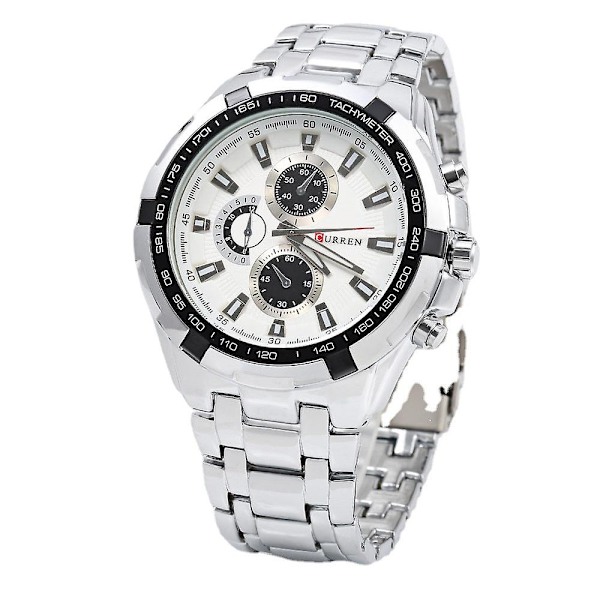 Herre-ur Casual Business Vandafvisende Kvarts Stålrem Ur Black shell and white surface