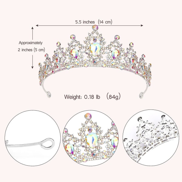 Ab Rhinestone Tiara og Kroner for Kvinner Krystall Dronningkrone Bursdagskrone for Jenter Bryllupskrone