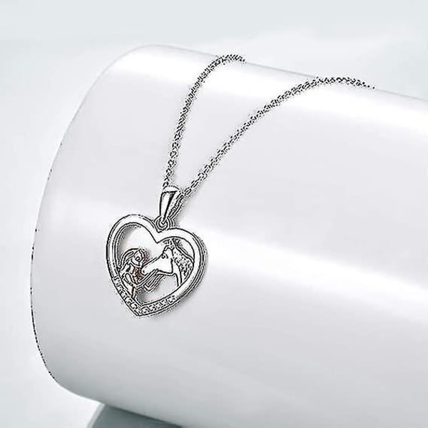 Halsband med flicka och häst för flickor Häst smycken Hästgåvor för kvinnor 18\"