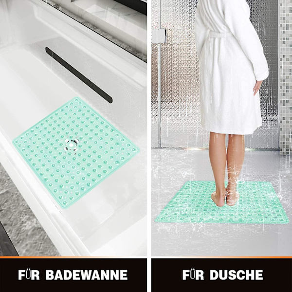 Firkantede Brusematte Antislip Badematte Anti-Muld Badematte Med Sugeskåle Sikkerhed Badeværelsesmatte Rubb