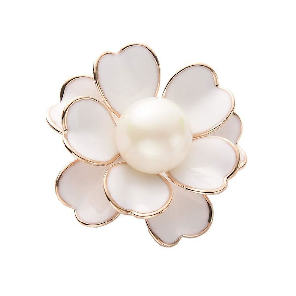 Dame Blomster Perle Emali Brosche Pins Til Damer Smykker Hvid